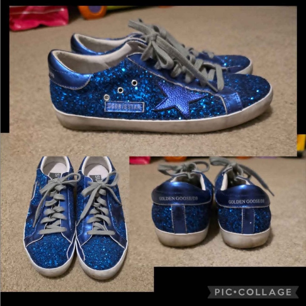 Golden Goose Women’s Sparkly Blue Sneakers